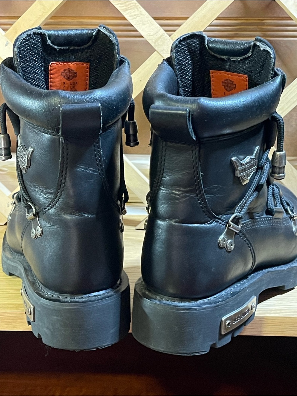 NWOT Unique Harley-Davidson Black Leather Lace-Up Leather Motorcycle Boots Sz 9 - Picture 12 of 15
